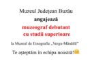 Muzeul Județean Buzău angajează muzeograf cu studii superioare, grad profesional debutant, la Muzeul de Etnografie „Vergu-Mănăilă”!